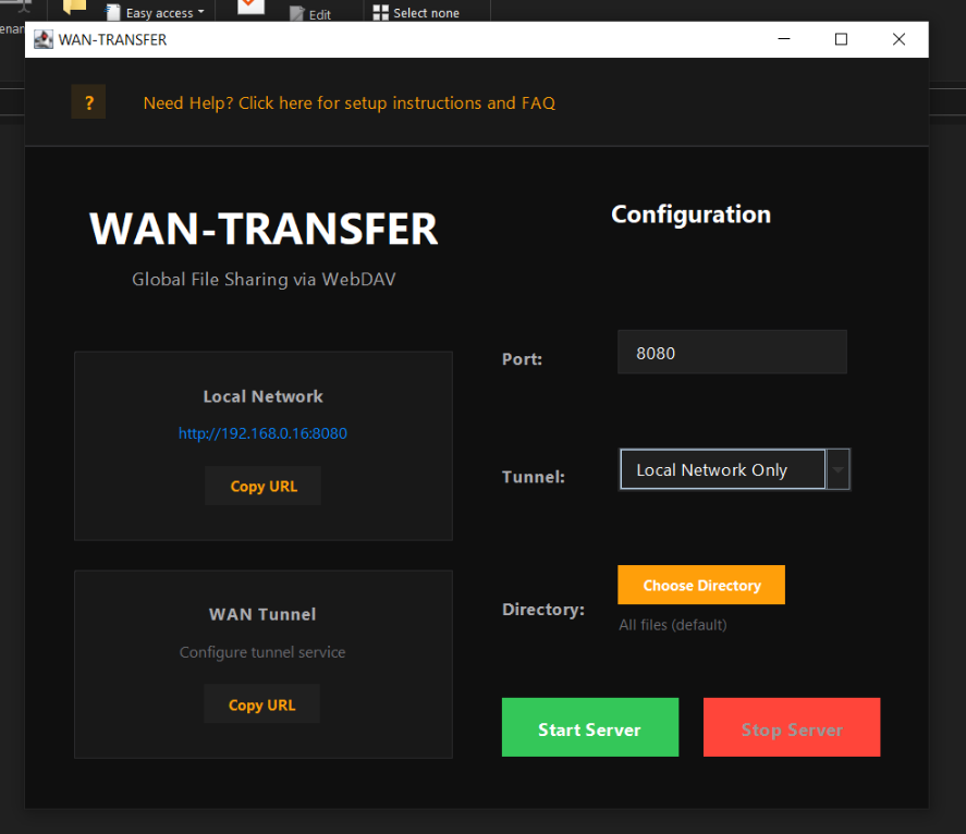 Screenshot 1 of WAN-Transfer UI